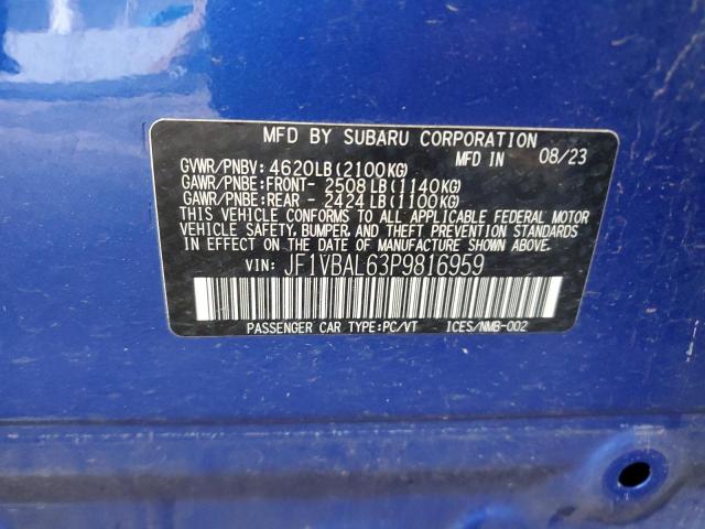 2023 SUBARU WRX LIMITE JF1VBAL63P9816959