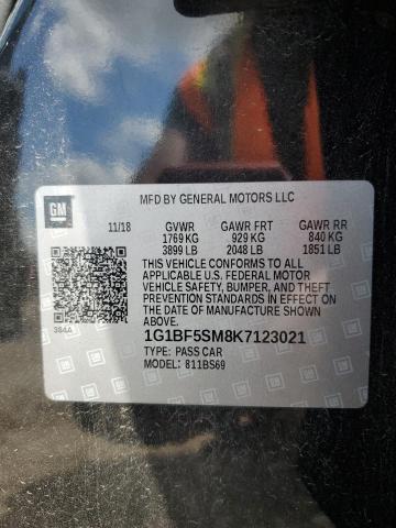 2019 CHEVROLET CRUZE PREM 1G1BF5SM8K7123021