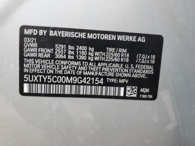 2021 BMW X3 XDRIVE3 5UXTY5C00M9G42154