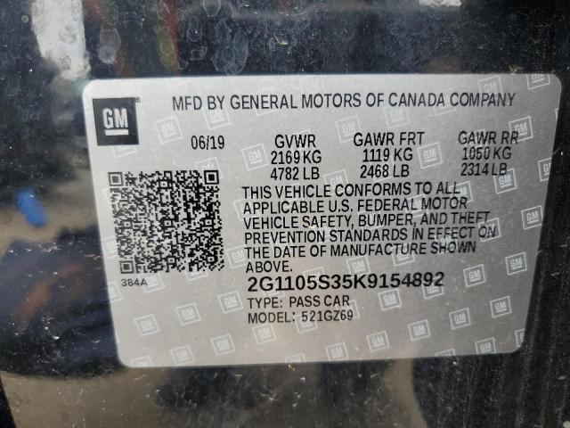 2019 CHEVROLET IMPALA PRE 2G1105S35K9154892