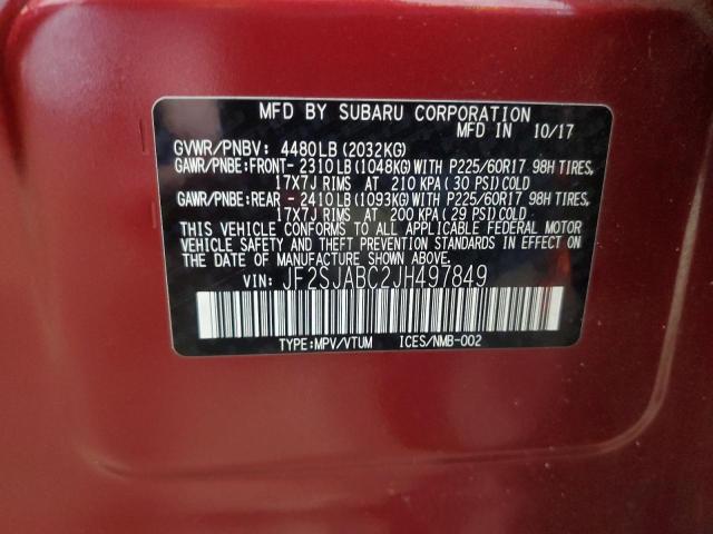 2018 SUBARU FORESTER 2 JF2SJABC2JH497849