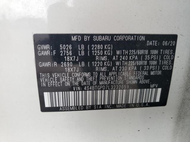 2020 SUBARU OUTBACK TO 4S4BTGPD7L3232059