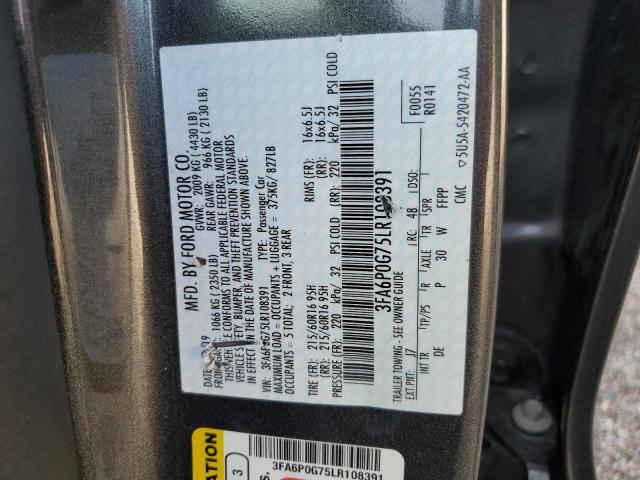 2020 FORD FUSION S 3FA6P0G75LR108391