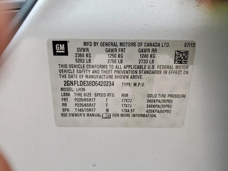 2013 CHEVROLET EQUINOX LT - 2GNFLDE38D6420234