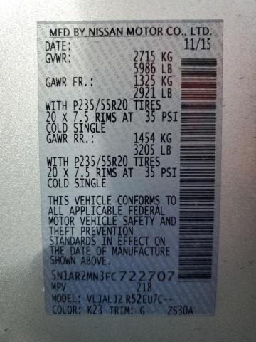 2015 NISSAN PATHFINDER 5N1AR2MN3FC722707