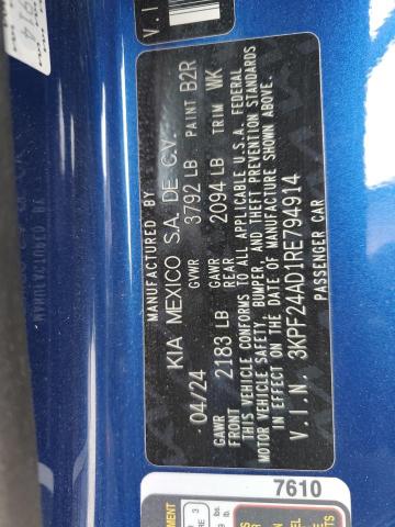 2024 KIA FORTE LX 3KPF24AD1RE794914