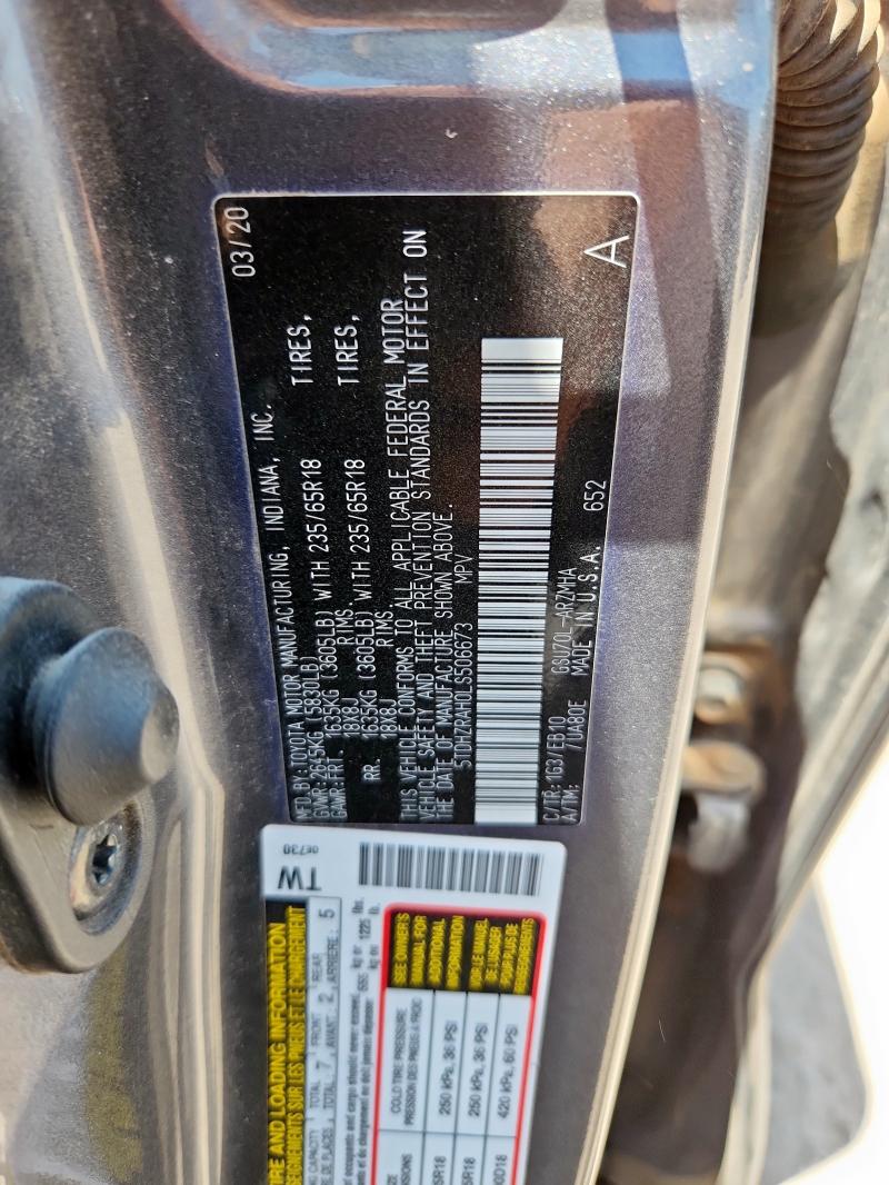 2020 TOYOTA HIGHLANDER XLE 5TDHZRAH0LS506673