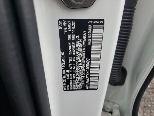 2022 PORSCHE CAYENNE WP1AA2AY3NDA05497