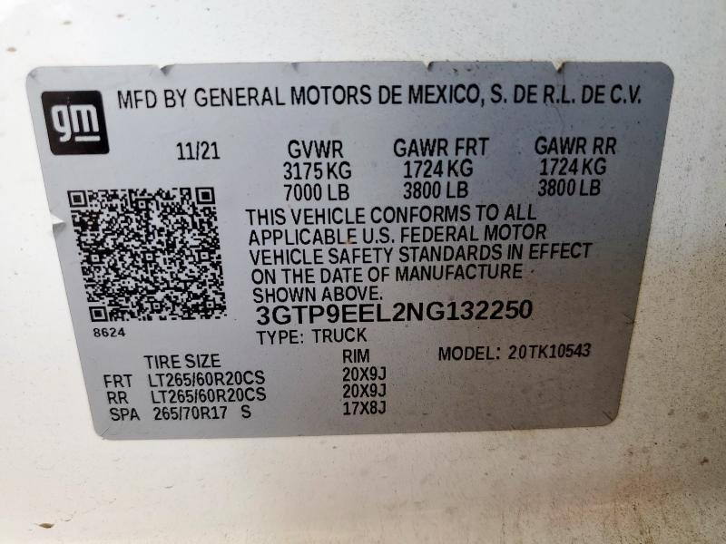 2022 GMC SIERRA LIM 3GTP9EEL2NG132250