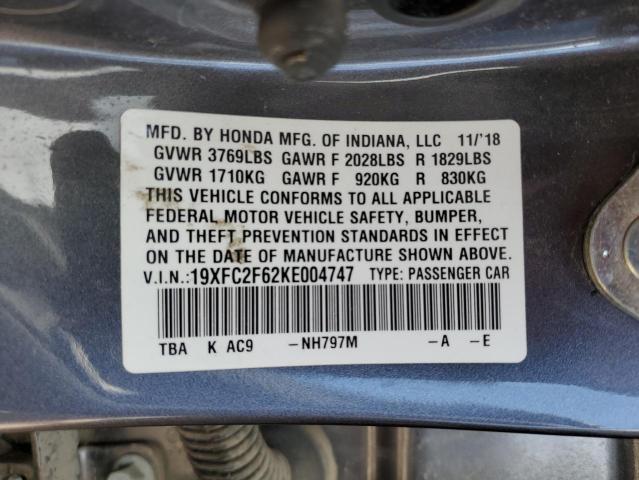 2019 HONDA CIVIC LX 19XFC2F62KE004747