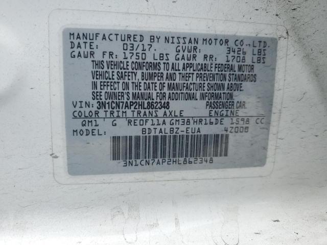 2017 NISSAN VERSA S 3N1CN7AP2HL862348