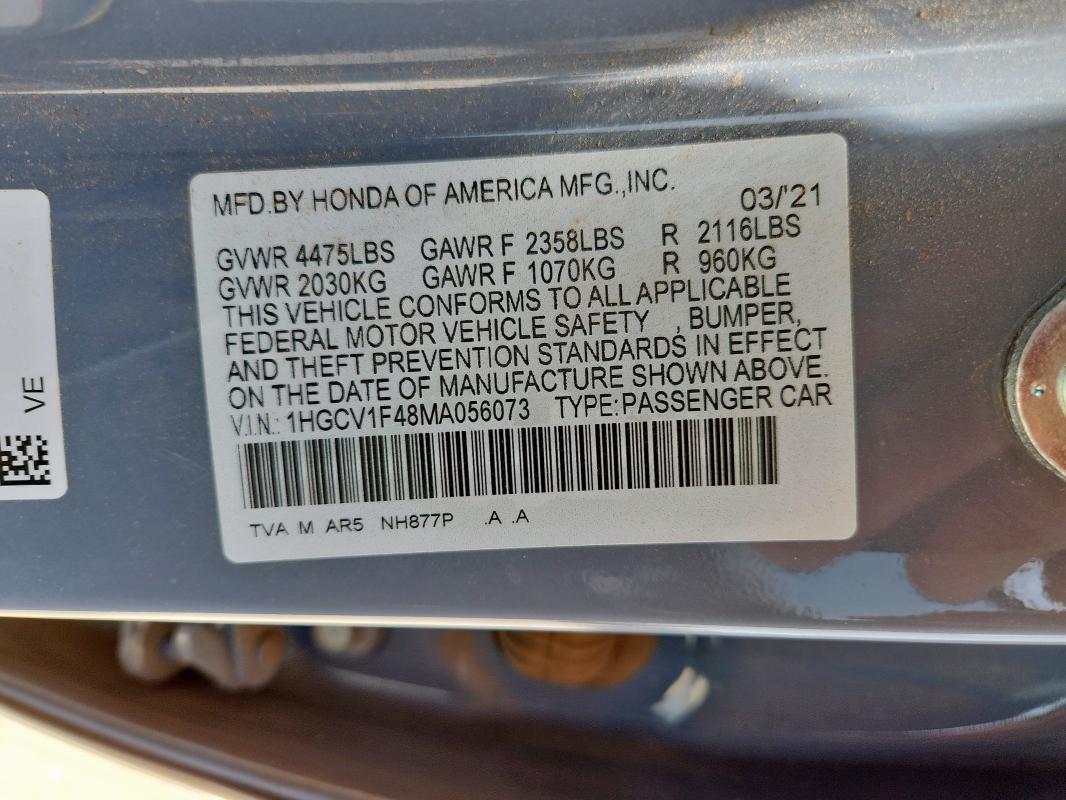 2021 HONDA ACCORD SPO 1HGCV1F48MA056073