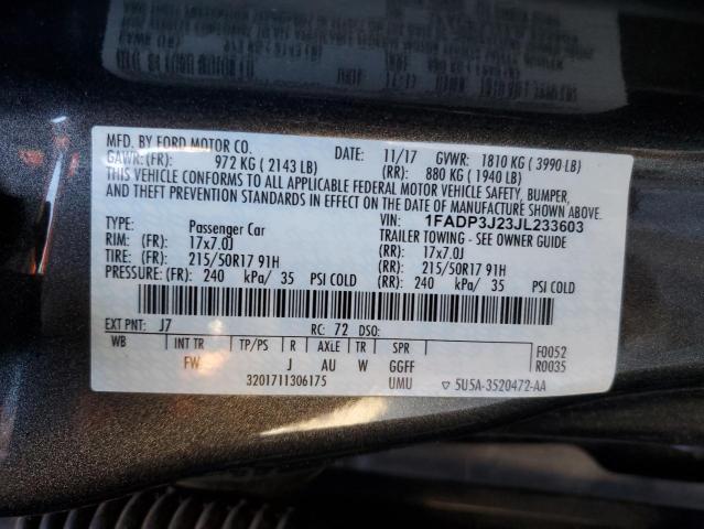 2018 FORD FOCUS TITA 1FADP3J23JL233603