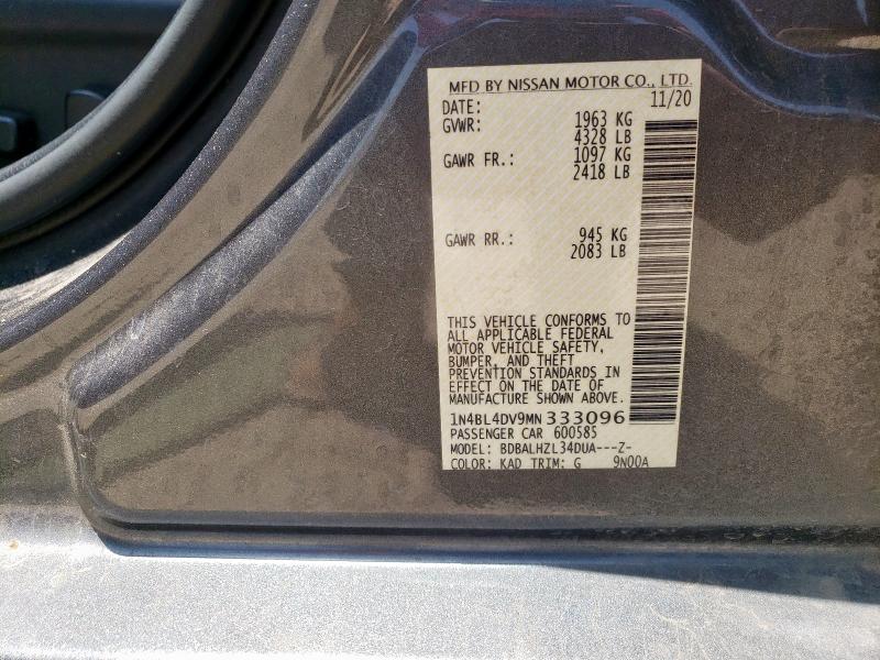 2021 NISSAN ALTIMA SV 1N4BL4DV9MN333096
