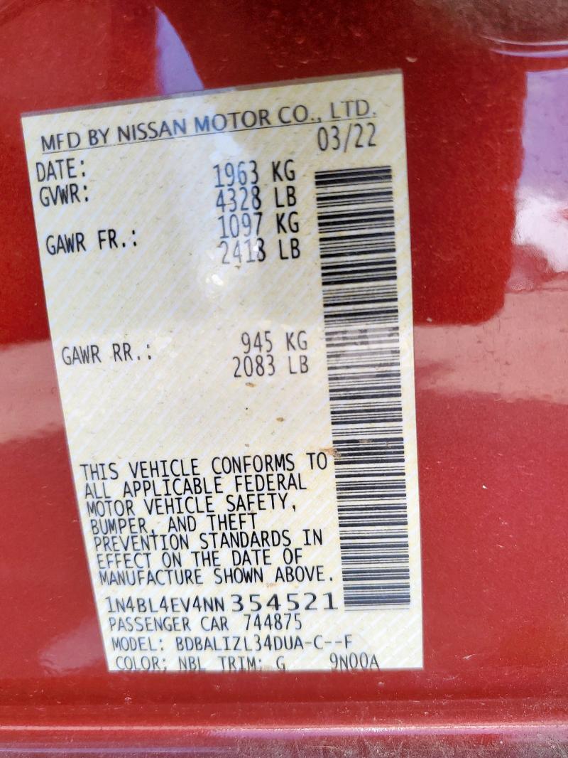 2022 NISSAN ALTIMA SL - 1N4BL4EV4NN354521