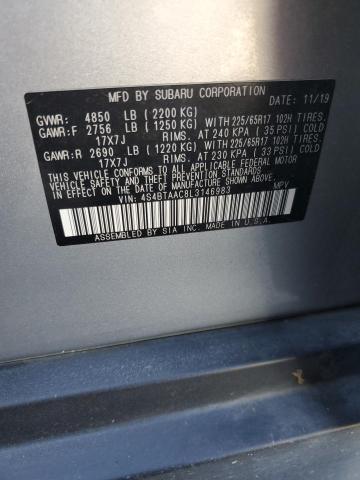 2020 SUBARU OUTBACK 4S4BTAAC8L3146983