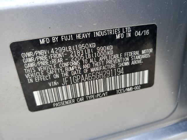 2016 SUBARU IMPREZA JF1GPAA65GH291194