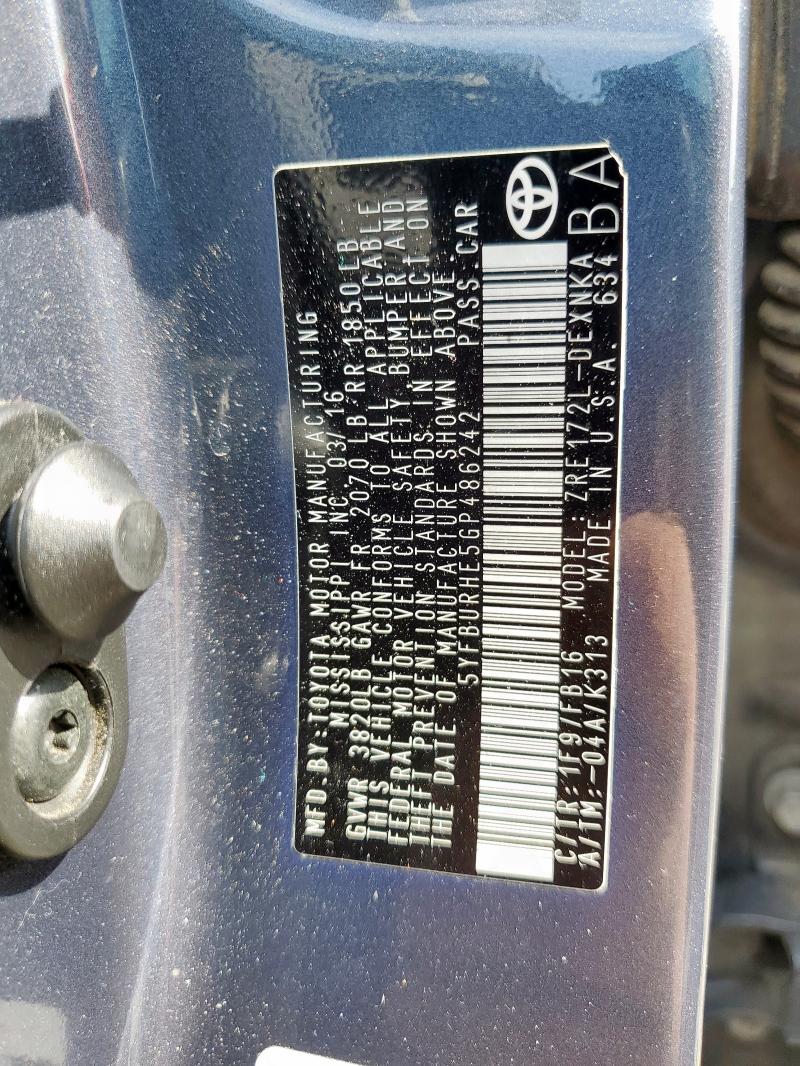 2016 TOYOTA COROLLA L - 5YFBURHE5GP486242