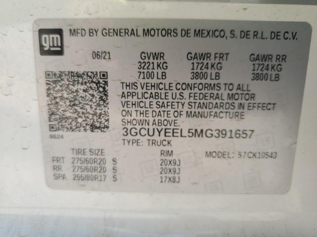 2021 CHEVROLET SILVERADO - 3GCUYEEL5MG391657