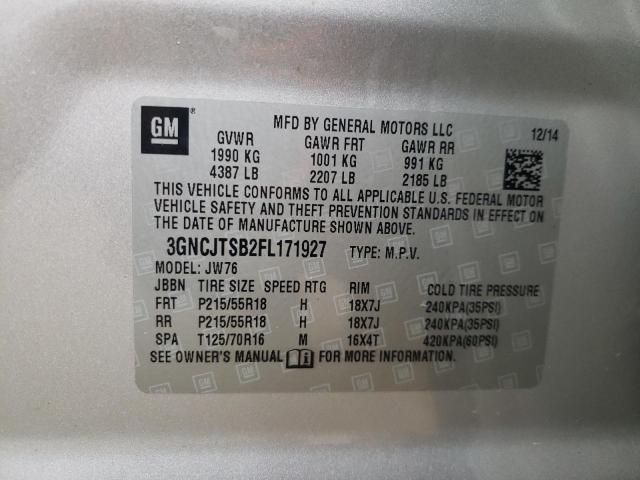 2015 CHEVROLET TRAX LTZ 3GNCJTSB2FL171927