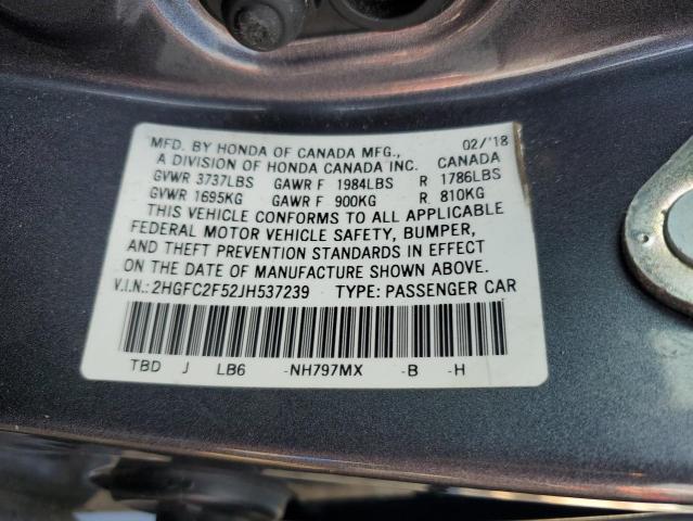 2018 HONDA CIVIC LX - 2HGFC2F52JH537239