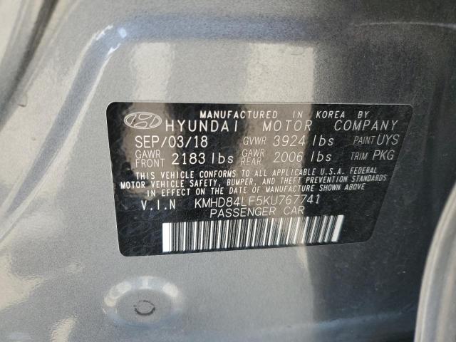 2019 HYUNDAI ELANTRA KMHD84LF5KU767741