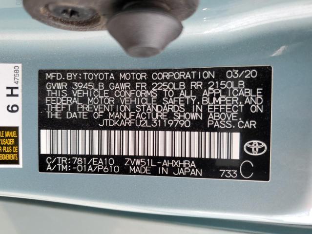 2020 TOYOTA PRIUS L JTDKARFU2L3119790