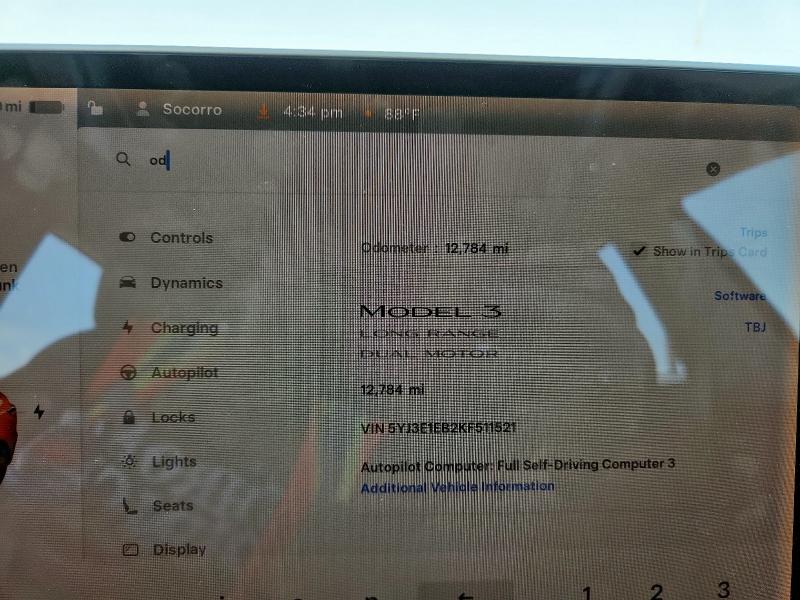 2019 TESLA MODEL 3 5YJ3E1EB2KF511521