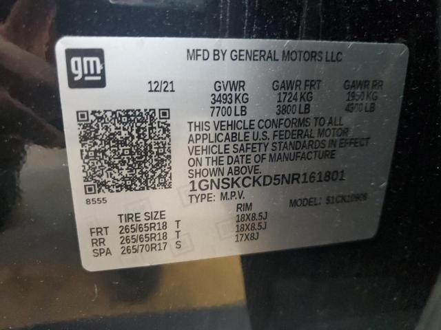 2022 CHEVROLET SUBURBAN K - 1GNSKCKD5NR161801