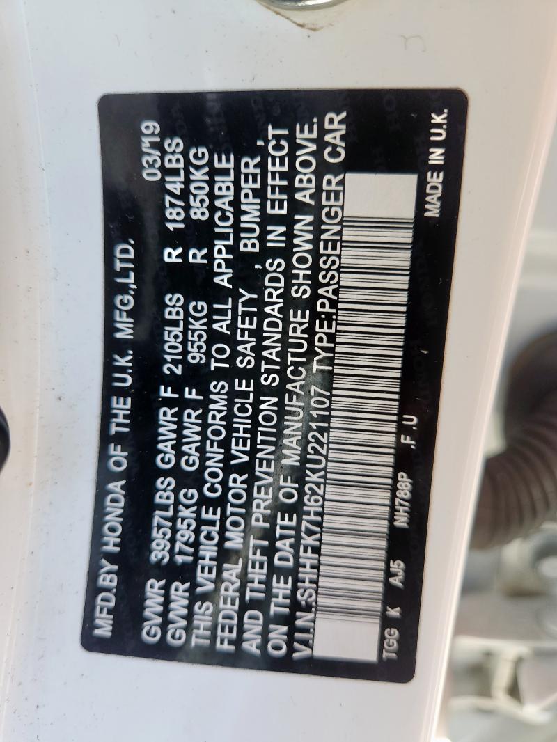 2019 HONDA CIVIC EX - SHHFK7H62KU221107