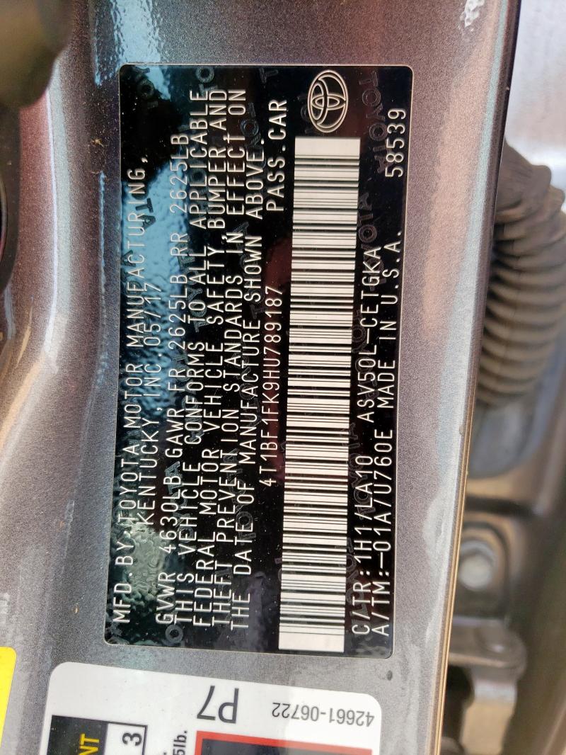 2017 TOYOTA CAMRY LE - 4T1BF1FK9HU789187