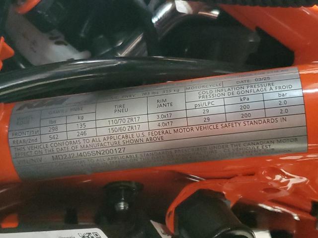 2025 KTM 390 MD2J2J405SN200127