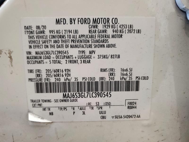 2020 FORD ECOSPORT S MAJ6S3GL7LC390545