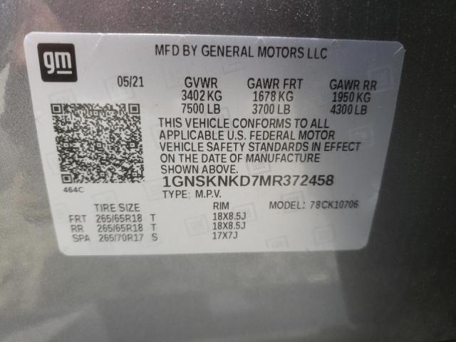 2021 CHEVROLET TAHOE K150 1GNSKNKD7MR372458