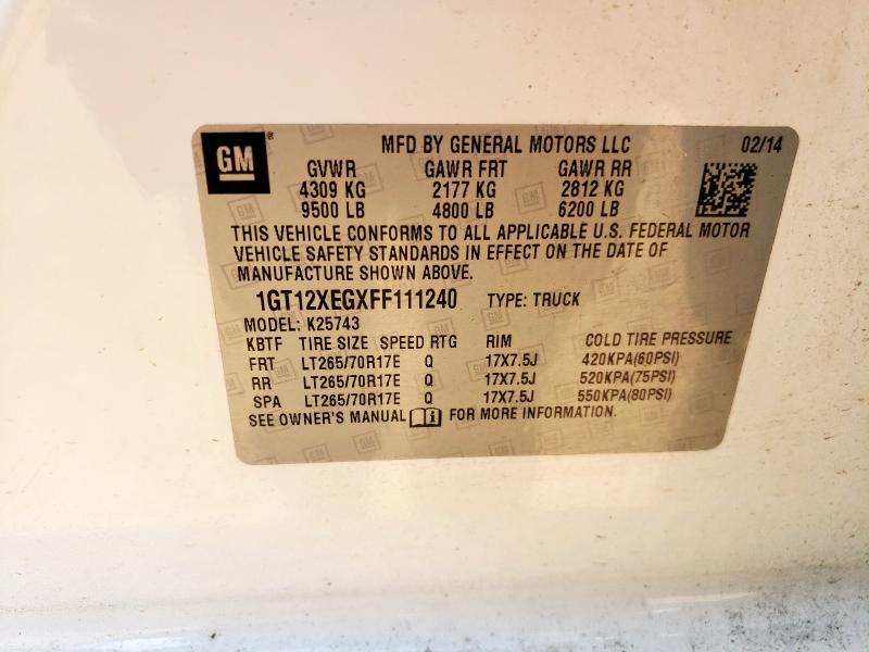 2015 GMC SIERRA K25 1GT12XEGXFF111240