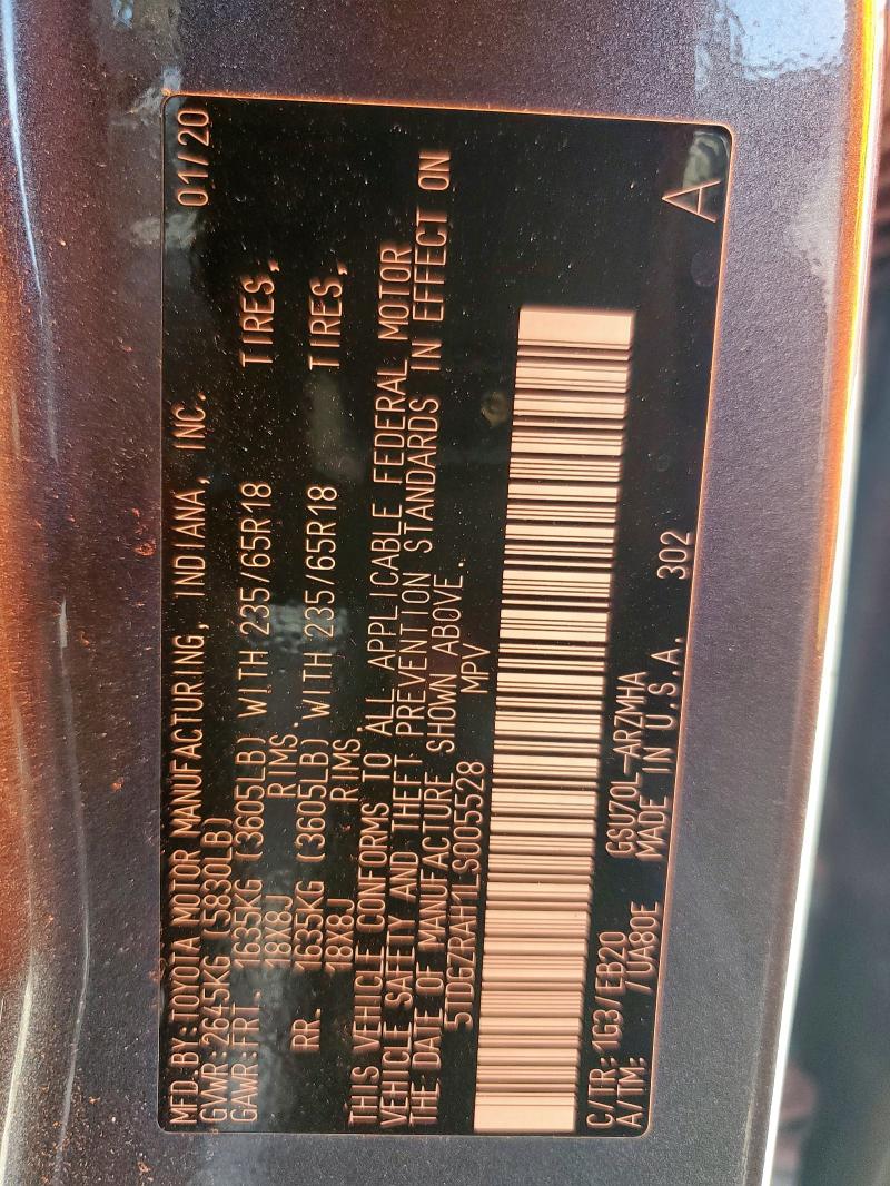 2020 TOYOTA HIGHLANDER - 5TDGZRAH1LS005528