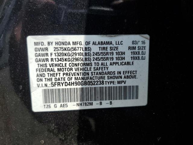 2016 ACURA MDX ADVANC 5FRYD4H90GB052238