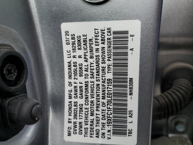 2020 HONDA CIVIC EXL 19XFC1F70LE017159