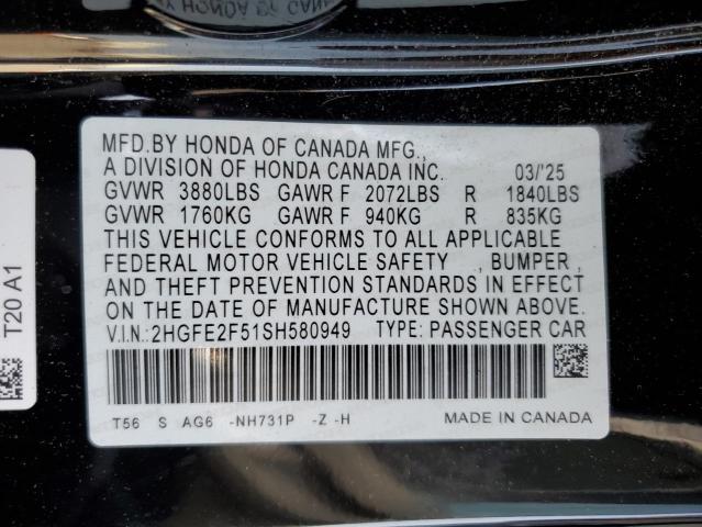 2025 HONDA CIVIC SPOR 2HGFE2F51SH580949
