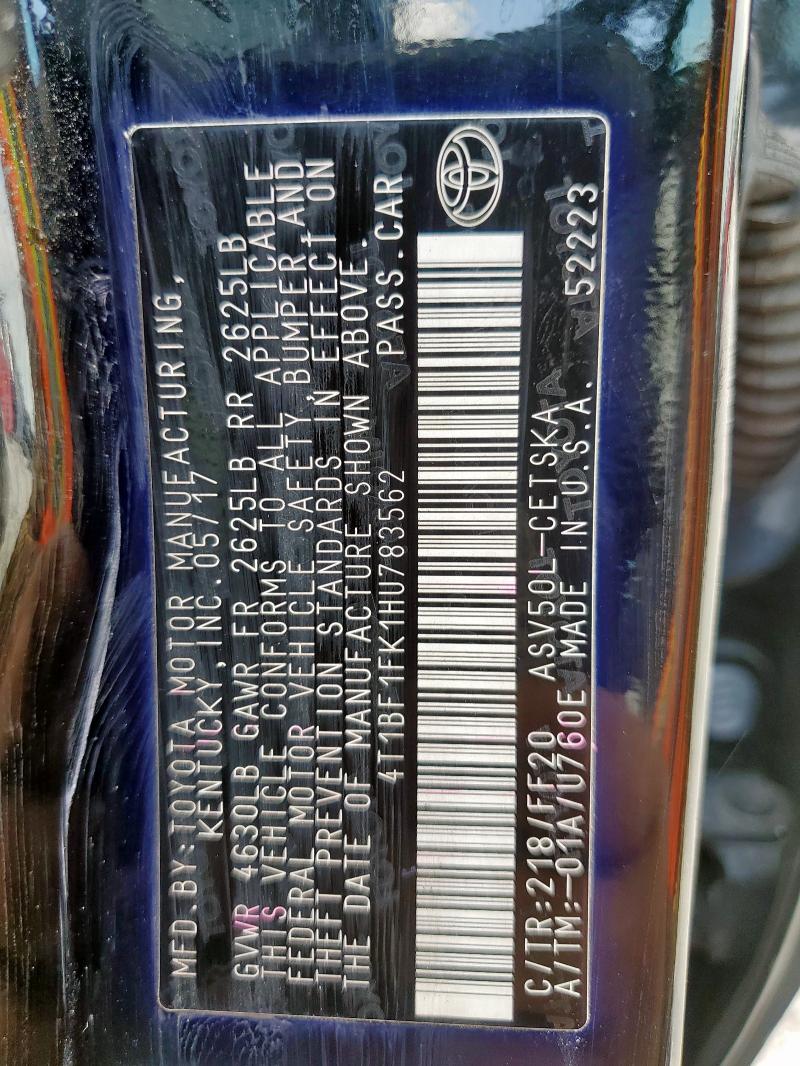 2017 TOYOTA CAMRY LE - 4T1BF1FK1HU783562