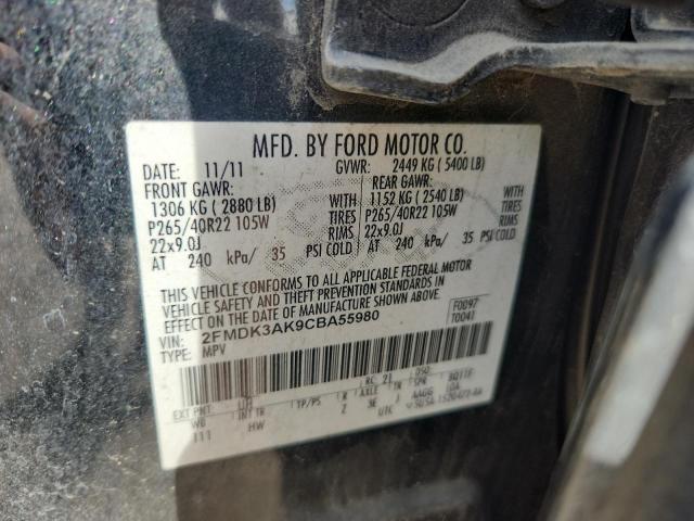 2012 FORD EDGE SPORT - 2FMDK3AK9CBA55980