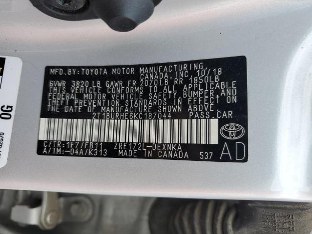 2019 TOYOTA COROLLA L - 2T1BURHE6KC187044