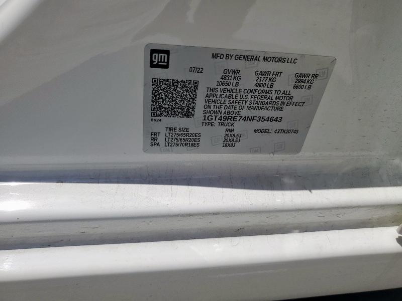 2022 GMC SIERRA K25 1GT49RE74NF354643