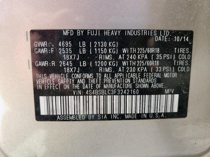 2015 SUBARU OUTBACK 2. - 4S4BSBLC3F3242160