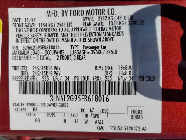 2015 LINCOLN MKZ 3LN6L2G95FR618016