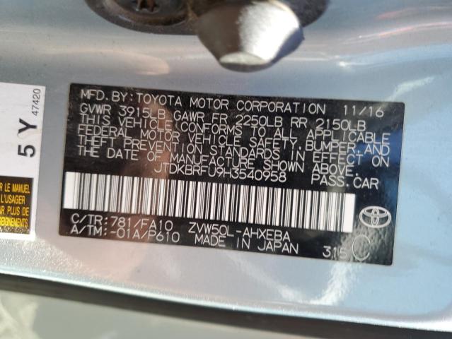 2017 TOYOTA PRIUS - JTDKBRFU9H3540958