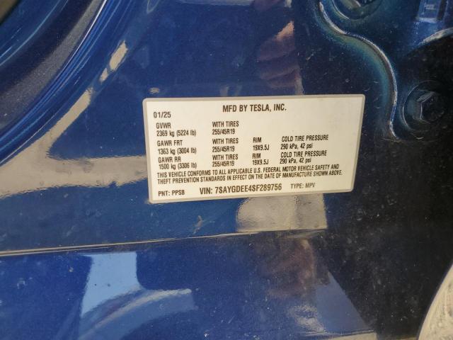 2025 TESLA MODEL Y 7SAYGDEE4SF289756
