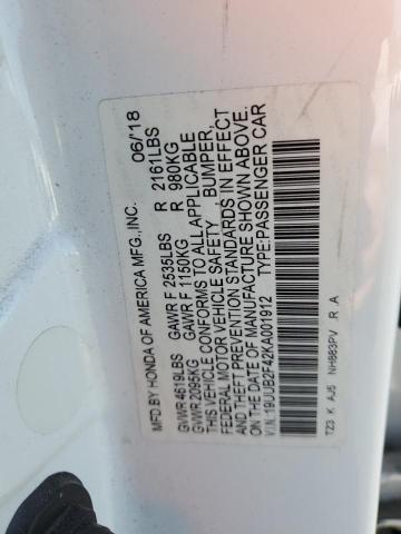 2019 ACURA TLX TECHNO 19UUB2F42KA001912