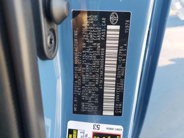 2022 TOYOTA CAMRY TRD 4T1KZ1AK3NU064808