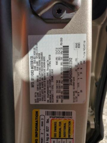 2017 FORD FUSION SE - 3FA6P0HDXHR212242